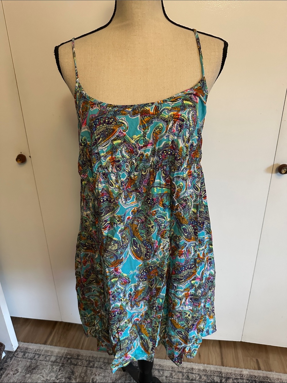 wild fable Teal Paisley Spaghetti-Strap Chemise